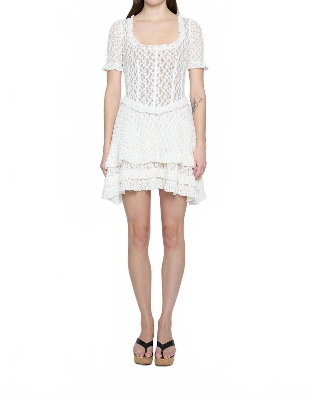 NEW PRISCAVERA stretch lace mini dress in white